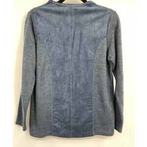 Aspenny Womens Blue Soft Pleather Long Sleeve Shirt Pullover Size Medium